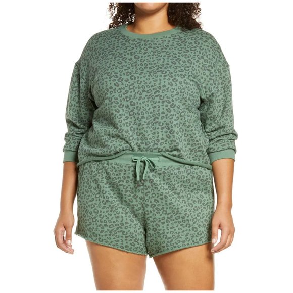 BLANKNYC Green No Cap Leopard French Terry Sweatshirt sz 3X NEW Women's Plus Top - Picture 1 of 12